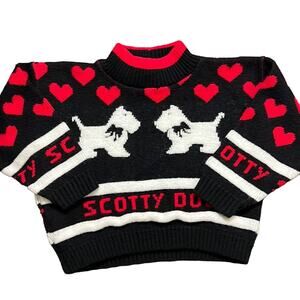 ADORABLE Scotty dog hearts sweater size 3 vintage Justin Charles